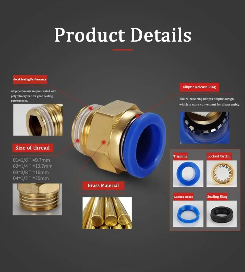 10/50個入り 空気圧継手 エアコネクタ PC 4mm 6 - Compression Fitting Brass のレビューと価格